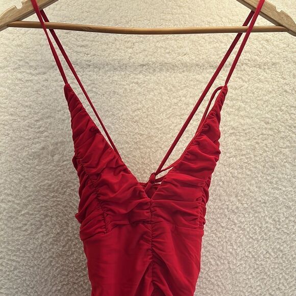 Jump Apparel Ruched Double Strap Jersey Gown‎ Red Size 5/6 - Picture 4 of 8